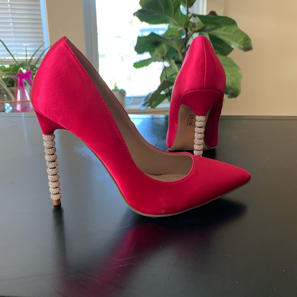 Pink stilettos with blinged heel